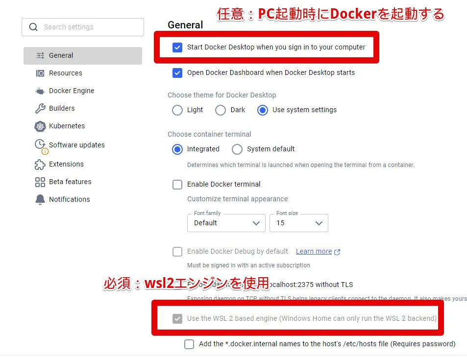 Docker Desktop-Settings-General