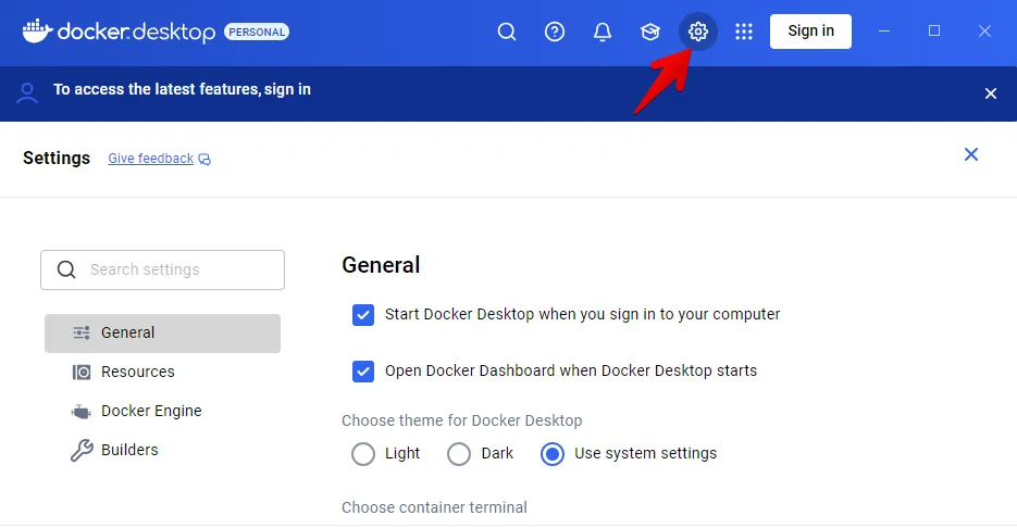 Docker Desktop-Settings
